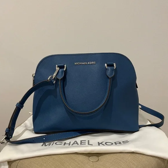 Michael Kors Steel Blue Satchel Leather Bag - Picture 1 of 11